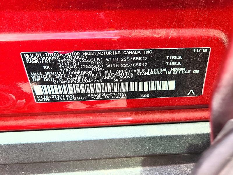 2020 Toyota Rav4 მანქანა იყიდება აუქციონზე, vin: 2T3W1RFV2LC041746, აუქციონის ნომერი: 67721836