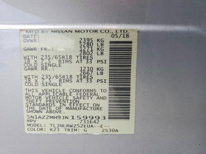 Aukcja sprzedaży 2018 Nissan Murano, vin: 5N1AZ2MH9JN159993, numer aukcji: 68158466