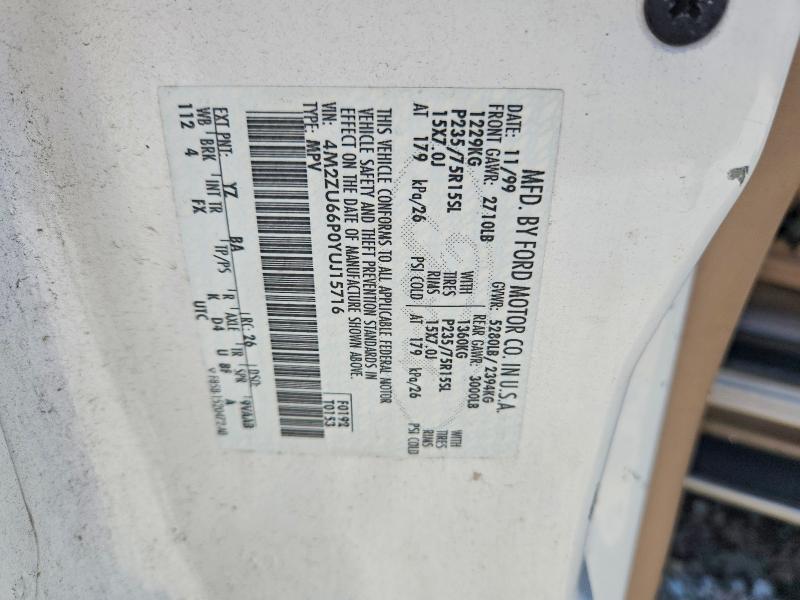 Продаж на аукціоні авто 2000 Mercury Mountaineer, vin: 4M2ZU66P0YUJ15716, номер лоту: 67479116