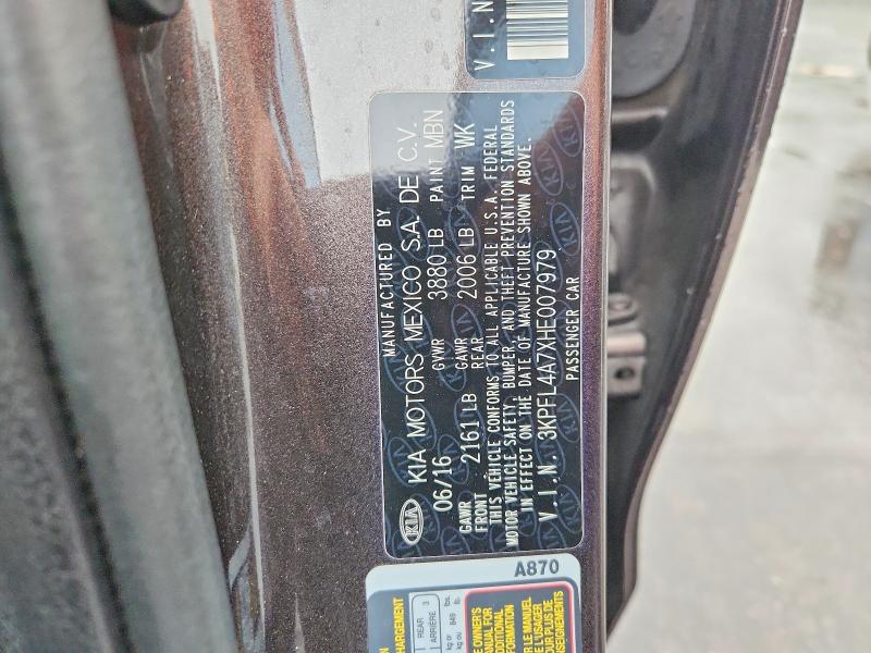 2017 Kia Forte მანქანა იყიდება აუქციონზე, vin: 3KPFL4A7XHE007979, აუქციონის ნომერი: 70080856