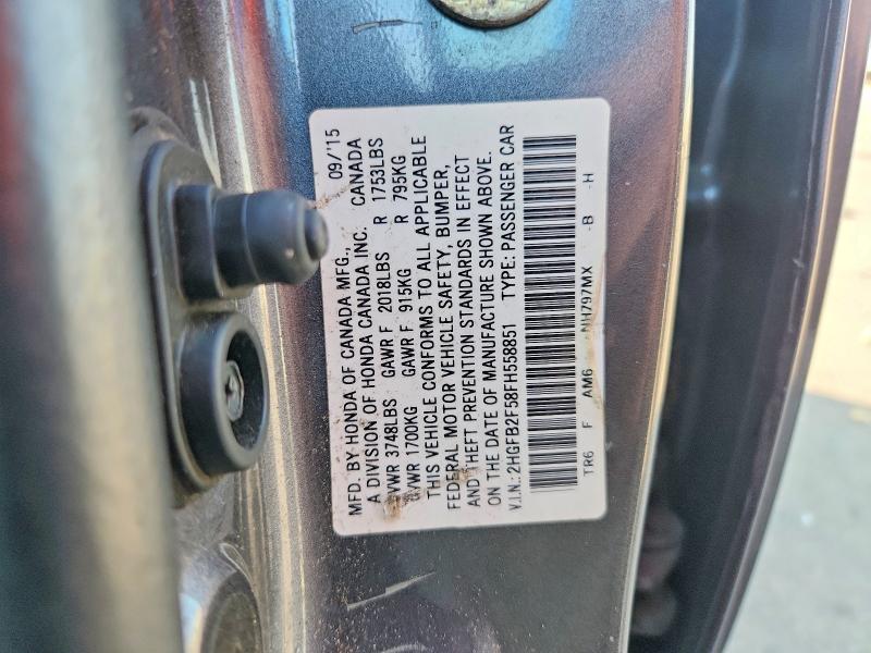 Продаж на аукціоні авто 2015 Honda Civic, vin: 2HGFB2F58FH558851, номер лоту: 70090096