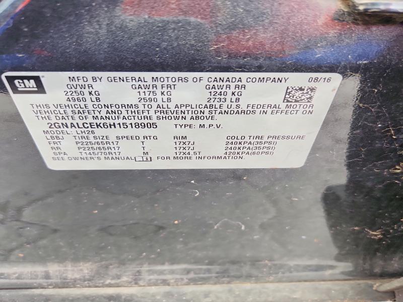 Продажа на аукционе авто 2017 Chevrolet Equinox, vin: 2GNALCEK6H1518905, номер лота: 69737236