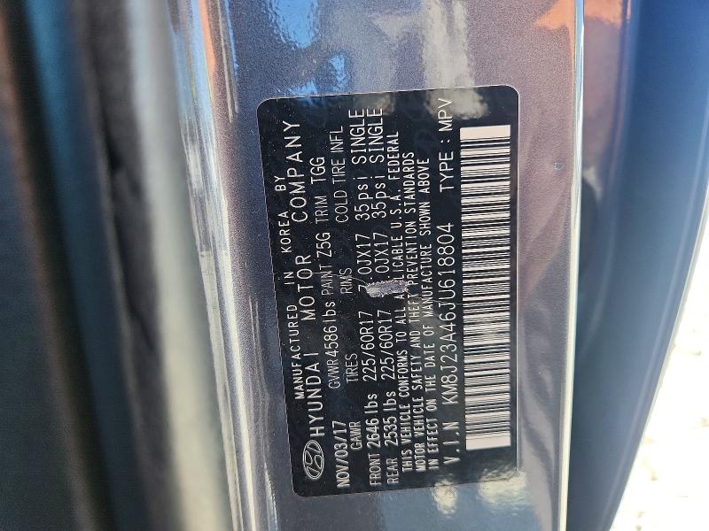 2018 Hyundai Tucson მანქანა იყიდება აუქციონზე, vin: KM8J23A46JU618804, აუქციონის ნომერი: 68870336