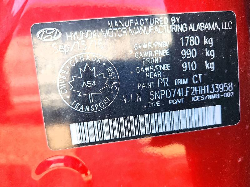 Продаж на аукціоні авто 2017 Hyundai Elantra, vin: 5NPD74LF2HH133958, номер лоту: 66388326