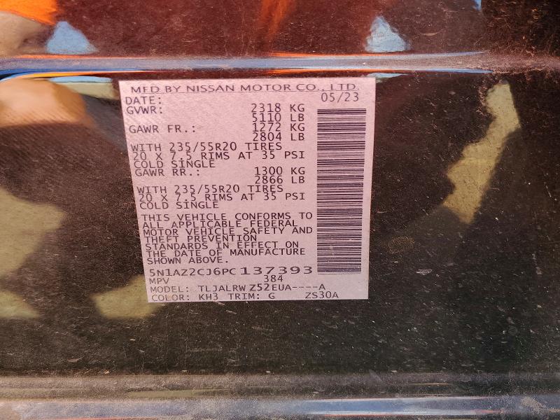 67451496 :رقم المزاد ، 5N1AZ2CJ6PC137393 vin ، 2023 Nissan Murano مزاد بيع