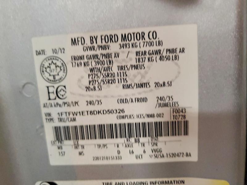 Aukcja sprzedaży 2013 Ford F150, vin: 1FTFW1ET8DKD50326, numer aukcji: 67102536