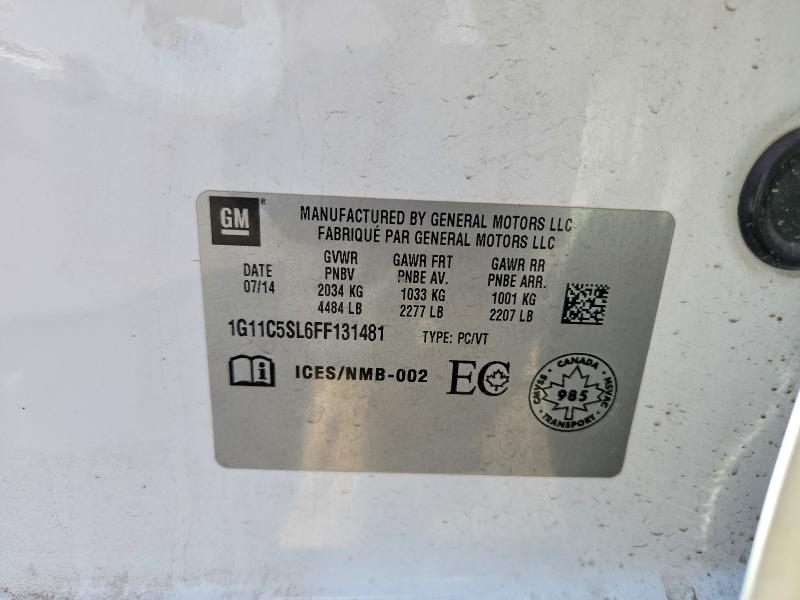 2015 Chevrolet Malibu მანქანა იყიდება აუქციონზე, vin: 1G11C5SL6FF131481, აუქციონის ნომერი: 70543766