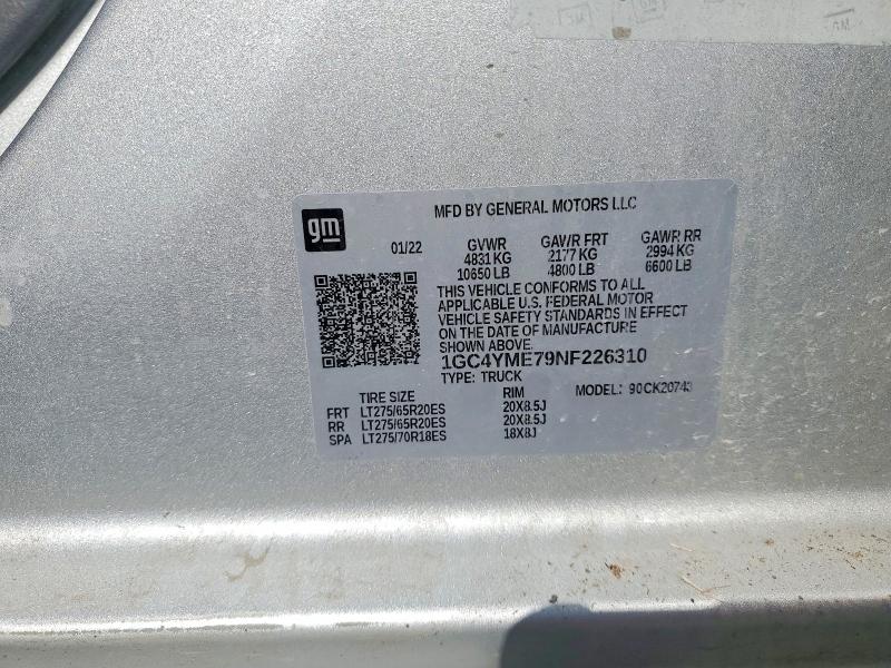 Aukcja sprzedaży 2022 Chevrolet Silverado, vin: 1GC4YME79NF226310, numer aukcji: 68157266