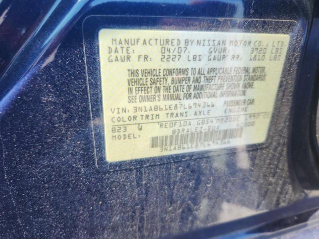 Продаж на аукціоні авто 2007 Nissan Sentra, vin: 3N1AB61E87L694366, номер лоту: 69136276