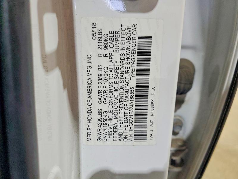 Aukcja sprzedaży 2018 Honda Accord, vin: 1HGCV1F52JA188556, numer aukcji: 69583146
