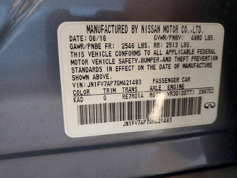 Aukcja sprzedaży 2016 Infiniti Q50, vin: JN1FV7AP7GM421493        , numer aukcji: 68855126