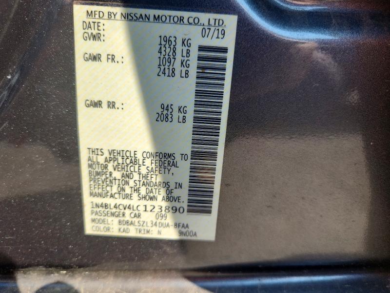 2020 Nissan Altima მანქანა იყიდება აუქციონზე, vin: 1N4BL4CV4LC123890, აუქციონის ნომერი: 69615666