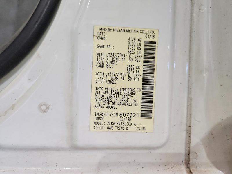 70407376 :رقم المزاد ، 1N6BF0LY3JN807221 vin ، 2018 Nissan Nv مزاد بيع