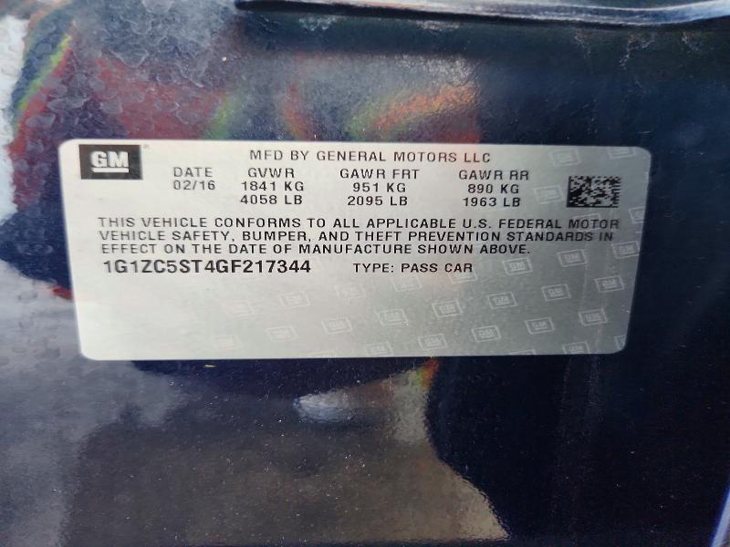 Продажа на аукционе авто 2016 Chevrolet Malibu, vin: 1G1ZC5ST4GF217344, номер лота: 71003096