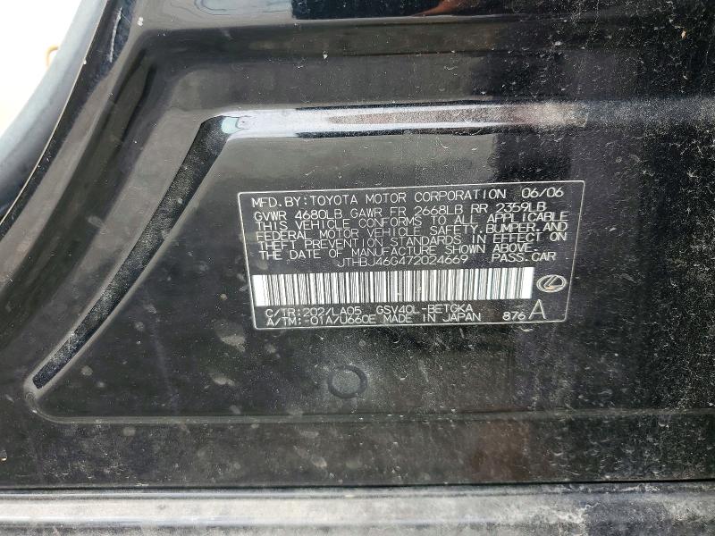 Aukcja sprzedaży 2007 Lexus Es, vin: JTHBJ46G472024669, numer aukcji: 70118256