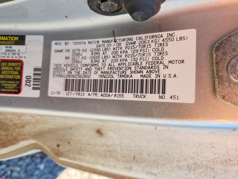 67741666 :رقم المزاد ، 5TENX22N38Z562802 vin ، 2008 Toyota Tacoma مزاد بيع