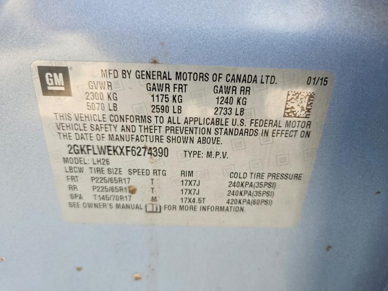67540606 :رقم المزاد ، 2GKFLWEKXF6274390 vin ، 2015 Gmc Terrain مزاد بيع