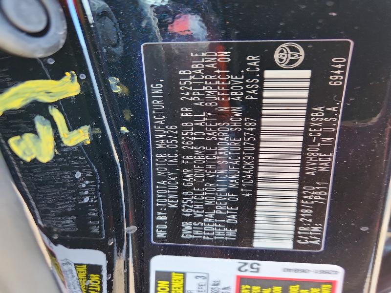 Продажа на аукционе авто 2026 Toyota Camry, vin: 4T1DAACK9TU757487, номер лота: 69892116