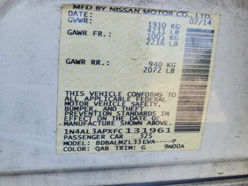 67758236 :رقم المزاد ، 1N4AL3APXFC131961 vin ، 2015 Nissan Altima مزاد بيع