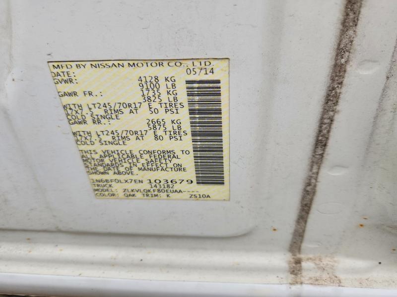 2014 Nissan Nv მანქანა იყიდება აუქციონზე, vin: 1N6BF0LX7EN103679, აუქციონის ნომერი: 70366776