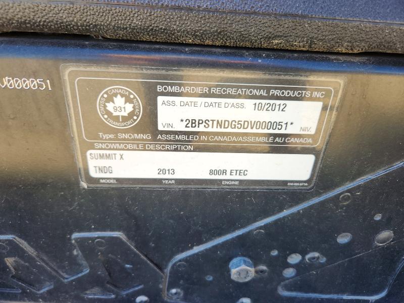 Aukcja sprzedaży 2013 Skidoo Summit X 163 A, vin: 2BPSTNDG5DV000051, numer aukcji: 68981326