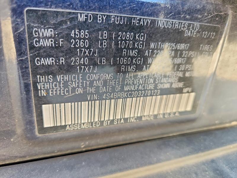 Продаж на аукціоні авто 2013 Subaru Outback, vin: 4S4BRBKC2D3270123, номер лоту: 68441166