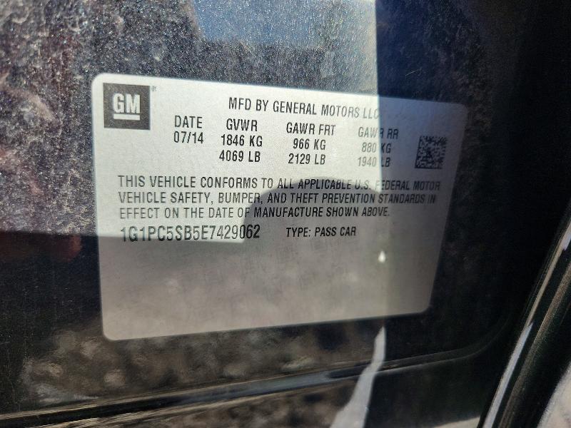 Продажа на аукционе авто 2014 Chevrolet Cruze, vin: 1G1PC5SB5E7429062, номер лота: 70701536