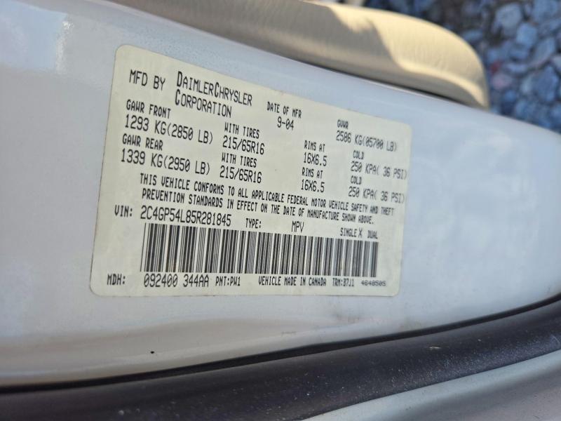 Aukcja sprzedaży 2005 Chrysler Town & Country, vin: 2C4GP54L85R281845, numer aukcji: 70128846
