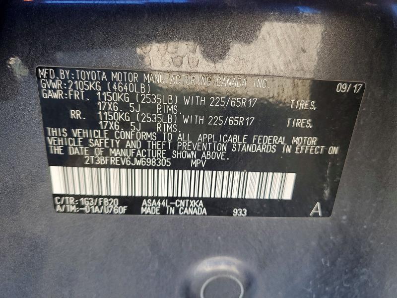 Aukcja sprzedaży 2018 Toyota Rav4, vin: 2T3BFREV6JW698305, numer aukcji: 70545806