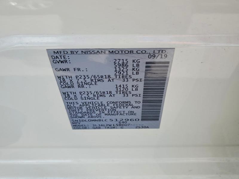 Aukcja sprzedaży 2020 Infiniti Qx60, vin: 5N1DL0MN8LC512960, numer aukcji: 69683696