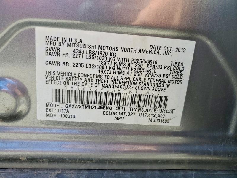 Aukcja sprzedaży 2014 Mitsubishi Outlander Sport, vin: 4A4AR3AU5EE011687, numer aukcji: 68620276