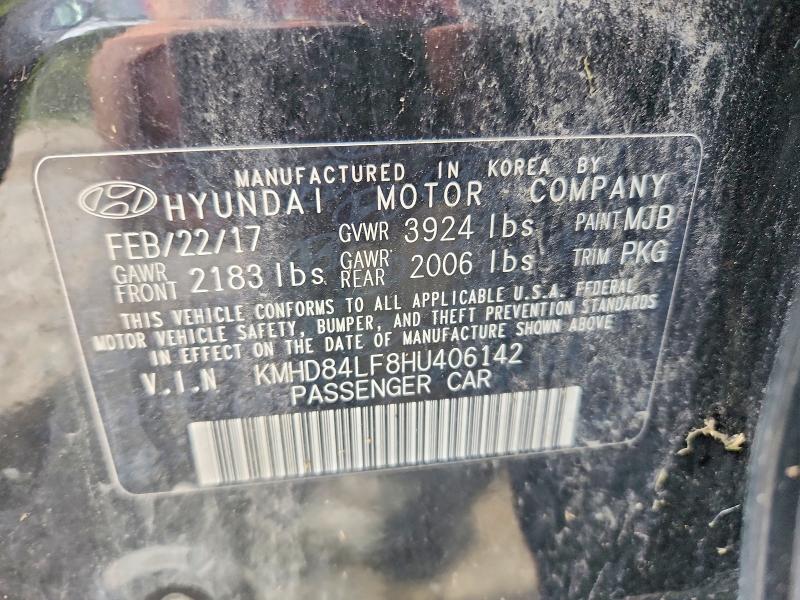 2017 Hyundai Elantra მანქანა იყიდება აუქციონზე, vin: KMHD84LF8HU406142, აუქციონის ნომერი: 69992326
