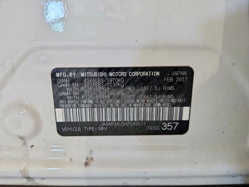 2017 Mitsubishi Outlander Sport მანქანა იყიდება აუქციონზე, vin: JA4AR3AU5HZ040573, აუქციონის ნომერი: 70225026