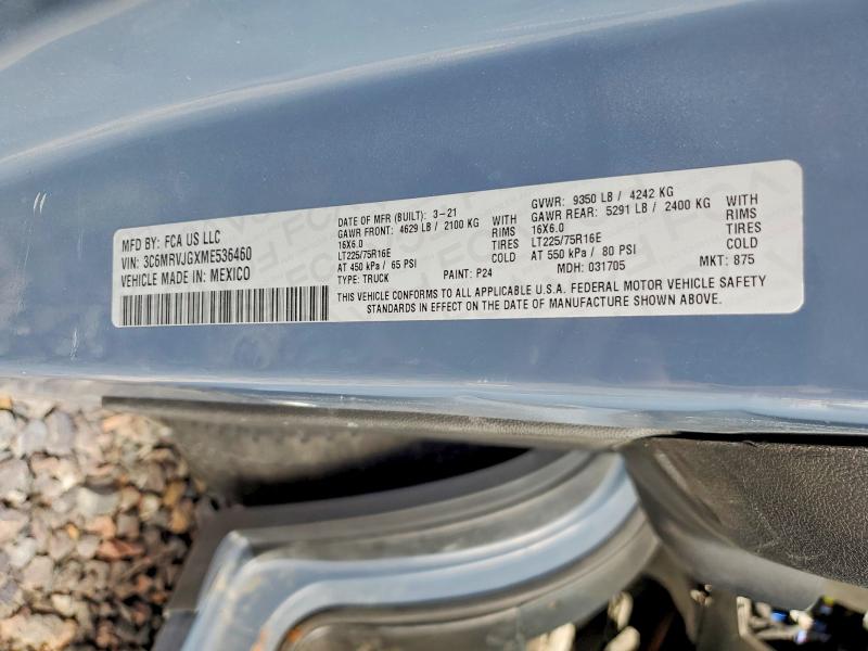 Aukcja sprzedaży 2021 Ram Promaster 3500, vin: 3C6MRVJGXME536460, numer aukcji: 65958496
