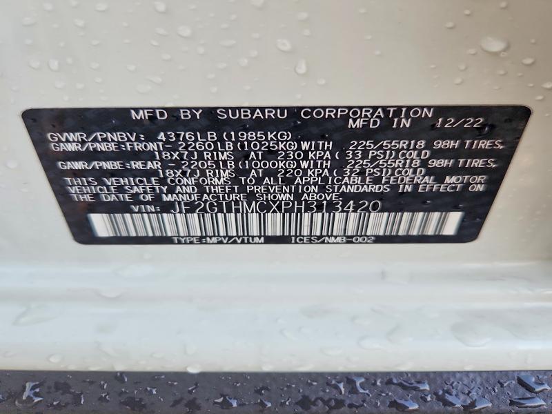 Продаж на аукціоні авто 2023 Subaru Crosstrek, vin: JF2GTHMCXPH313420, номер лоту: 67210906
