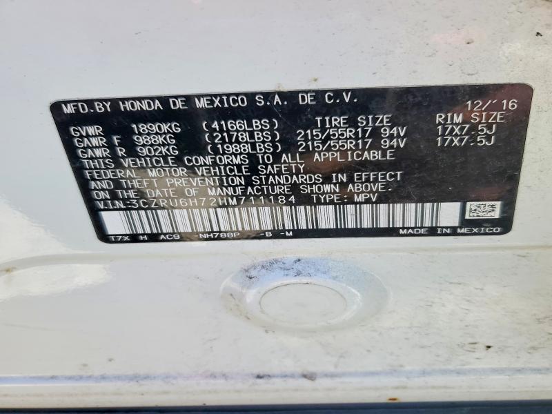 Продажа на аукционе авто 2017 Honda Hr-v, vin: 3CZRU6H72HM711184, номер лота: 70595506