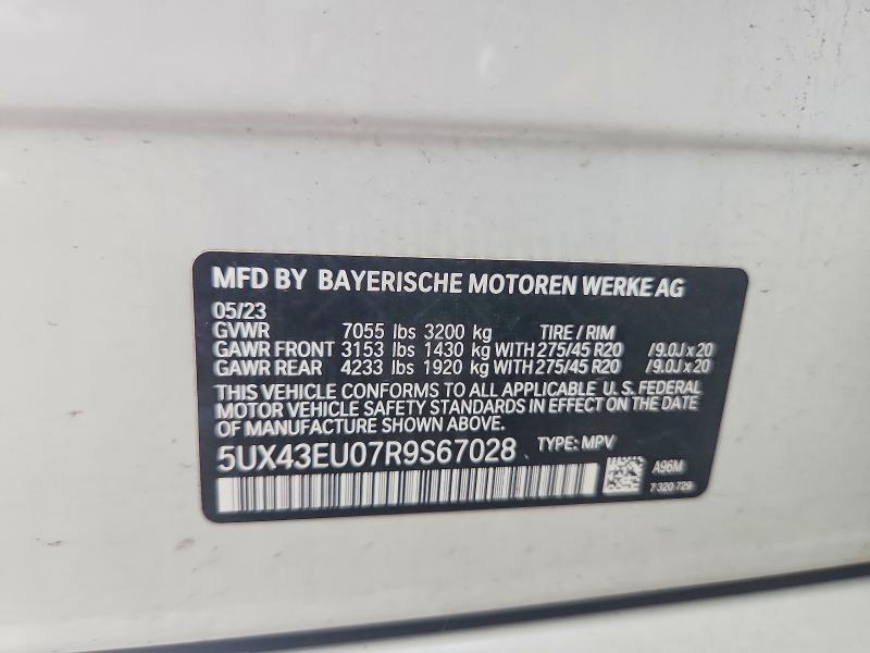 67091486 :رقم المزاد ، 5UX43EU07R9S67028 vin ، 2024 Bmw X5 مزاد بيع