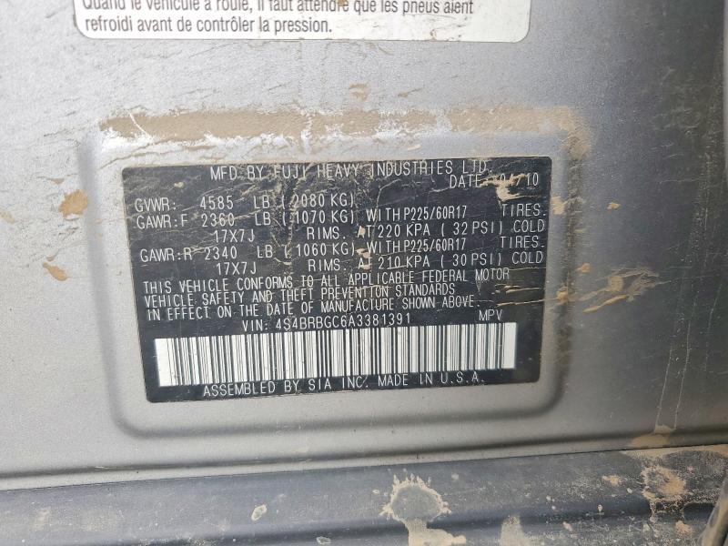Aukcja sprzedaży 2010 Subaru Outback, vin: 4S4BRBGC6A3381391, numer aukcji: 68249306