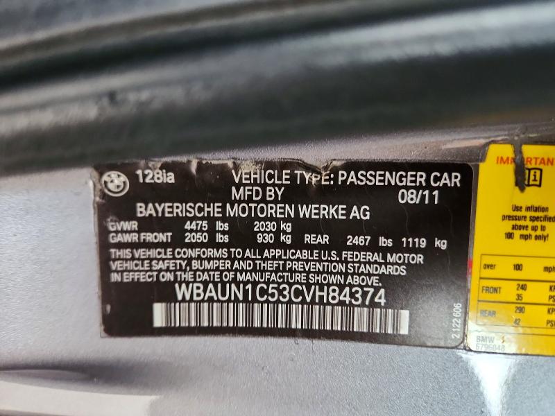 Aukcja sprzedaży 2012 Bmw 128, vin: WBAUN1C53CVH84374, numer aukcji: 69523556