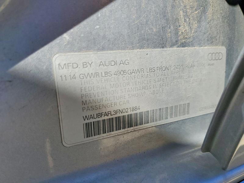 2015 Audi A4 მანქანა იყიდება აუქციონზე, vin: WAUBFAFL3FN021884, აუქციონის ნომერი: 68998966