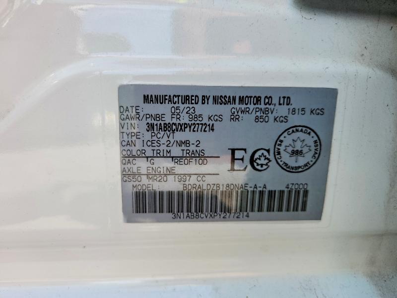 2023 Nissan Sentra მანქანა იყიდება აუქციონზე, vin: 3N1AB8CVXPY277214, აუქციონის ნომერი: 66075286