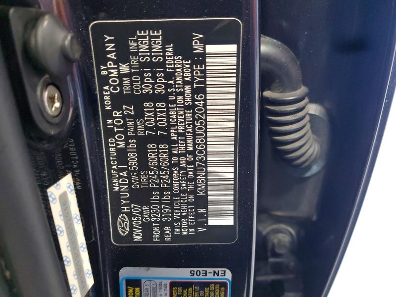 Продаж на аукціоні авто 2008 Hyundai Veracruz, vin: KM8NU73C68U052046, номер лоту: 68676976