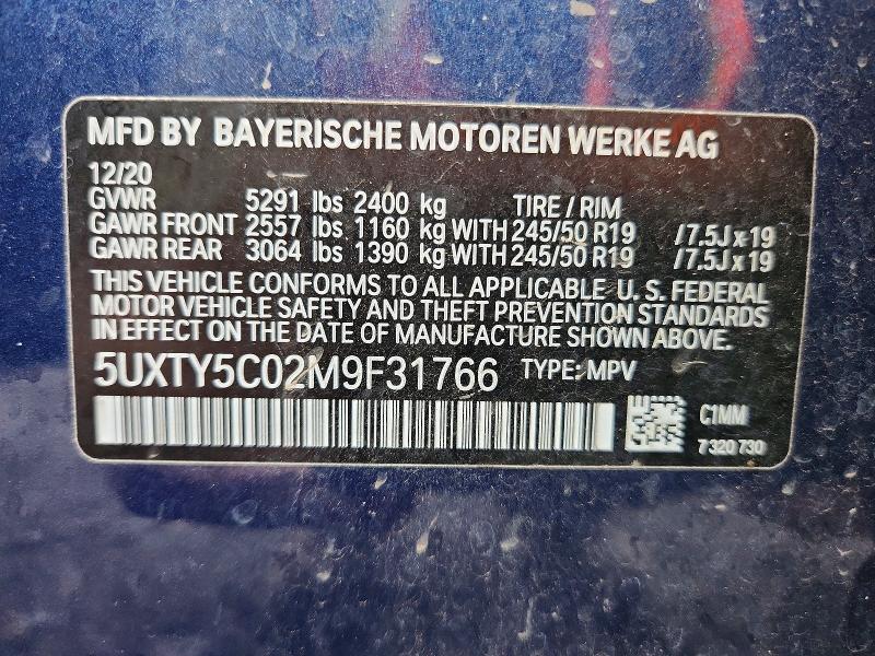 Aukcja sprzedaży 2021 Bmw X3, vin: 5UXTY5C02M9F31766, numer aukcji: 68385346