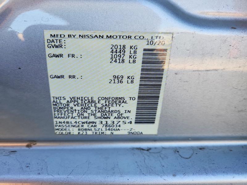 Aukcja sprzedaży 2021 Nissan Altima, vin: 1N4BL4CW6MN313754, numer aukcji: 68955906