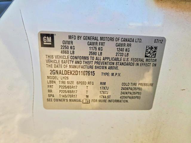2013 Chevrolet Equinox მანქანა იყიდება აუქციონზე, vin: 2GNALDEK2D1107615, აუქციონის ნომერი: 68075136