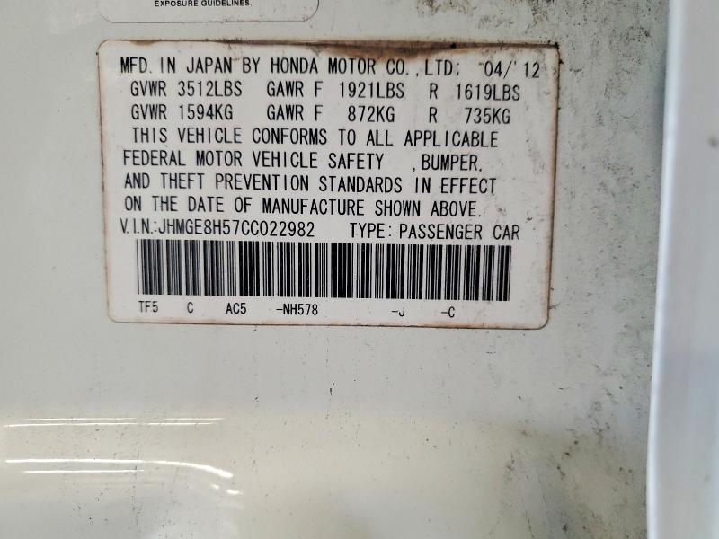Продажа на аукционе авто 2012 Honda Fit, vin: JHMGE8H57CC022982, номер лота: 69727856