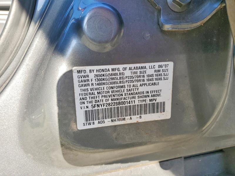68658156 :رقم المزاد ، 5FNYF28228B001411 vin ، 2008 Honda Pilot مزاد بيع
