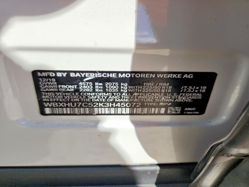 Aukcja sprzedaży 2019 Bmw X1, vin: WBXHU7C52K3H45072, numer aukcji: 68461456