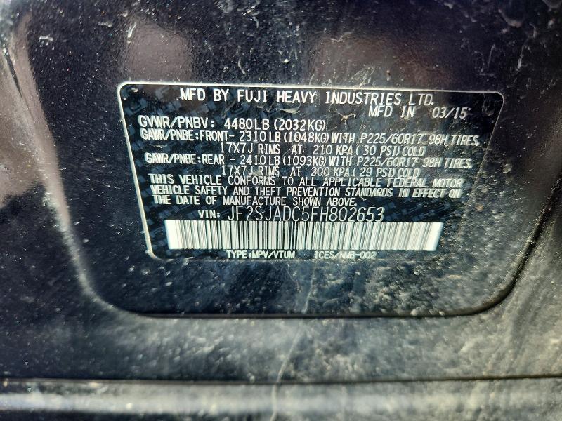 Продажа на аукционе авто 2015 Subaru Forester, vin: JF2SJADC5FH802653, номер лота: 67756486