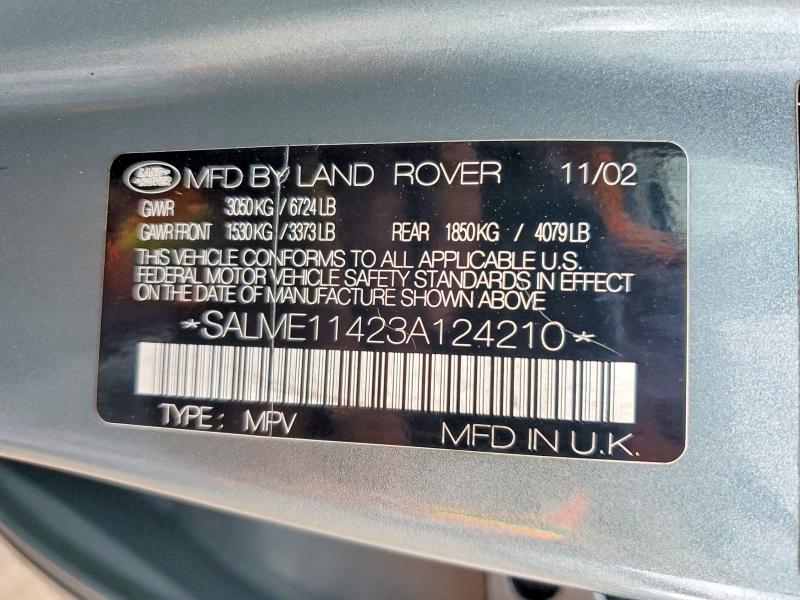 70796516 :رقم المزاد ، SALME11423A124210 vin ، 2003 Land Rover Range Rover مزاد بيع